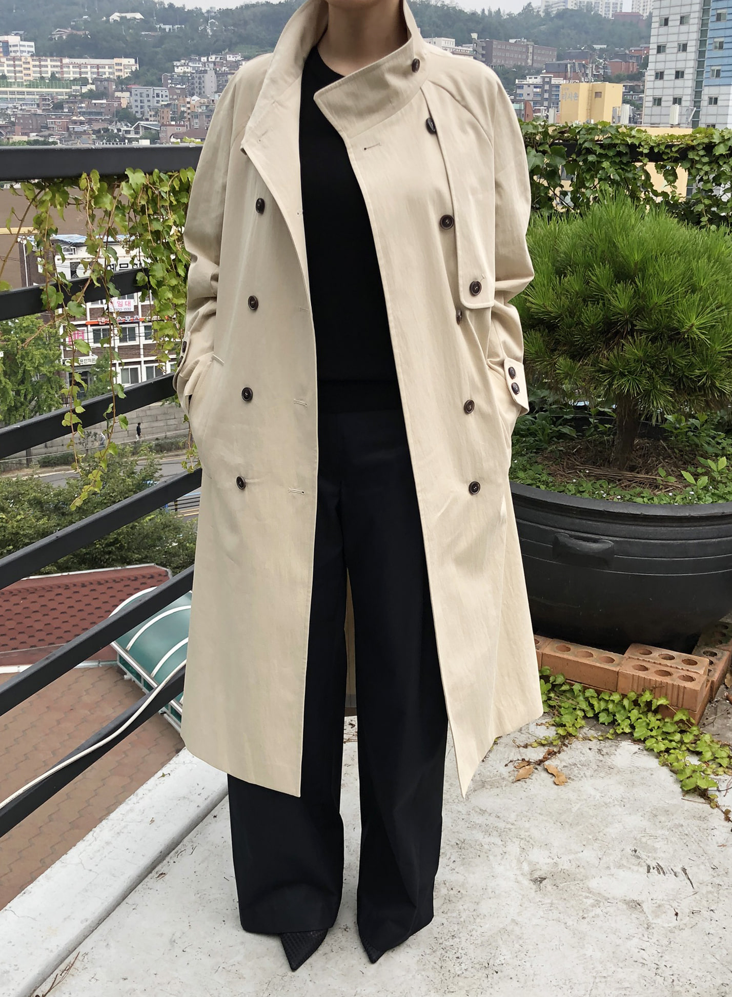 HIGH NECK COTTON TRENCH COAT
